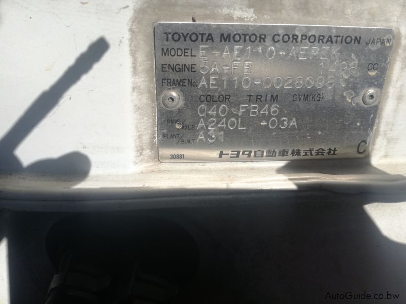 Toyota Corolla E-AE110-AEPEk in Botswana